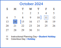 District School Academic Calendar for Holiman Elementary School for October 2024