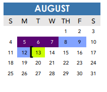 District School Academic Calendar for Early College High School for August 2024