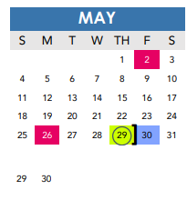 District School Academic Calendar for Robert B Green Elementary for May 2025