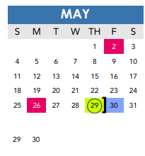 District School Academic Calendar for Brewer Academy for May 2025