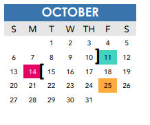 District School Academic Calendar for Schenck Elementary for October 2024