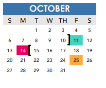 District School Academic Calendar for M L King Academy for October 2024