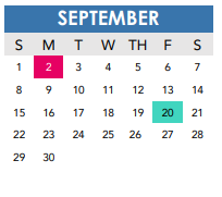 District School Academic Calendar for Briscoe Academy for September 2024