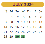 District School Academic Calendar for Downs Elementary for July 2024