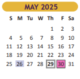 District School Academic Calendar for Downs Elementary for May 2025