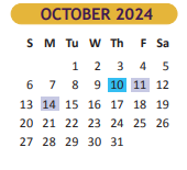 District School Academic Calendar for Judge Oscar De La Fuente Elementary for October 2024