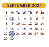 District School Academic Calendar for Cameron Co J J A E P for September 2024