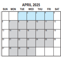 District School Academic Calendar for The Academy for April 2025