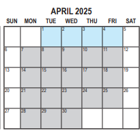 District School Academic Calendar for Marshall Elementary for April 2025