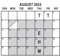 District School Academic Calendar for The Academy for August 2024