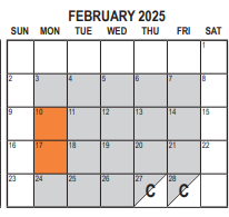 District School Academic Calendar for The Academy for February 2025