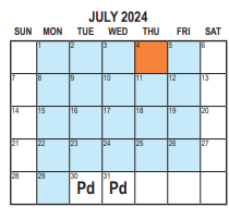 District School Academic Calendar for MT. Vernon Elementary for July 2024
