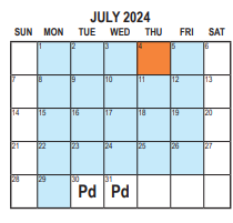 District School Academic Calendar for Cypress Elementary for July 2024