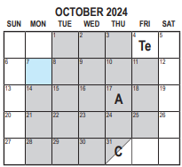 District School Academic Calendar for Ywca Academy for October 2024