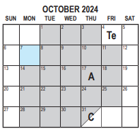 District School Academic Calendar for California Elementary for October 2024