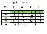 District School Academic Calendar for Tenderloin Community for April 2025