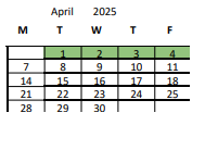 District School Academic Calendar for Spring Valley Elementary for April 2025