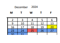 District School Academic Calendar for Chinese Education Center for December 2024