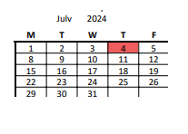 District School Academic Calendar for Life Learning Academy Charter #140 for July 2024