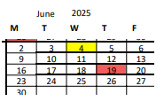 District School Academic Calendar for Drew Elementary for June 2025