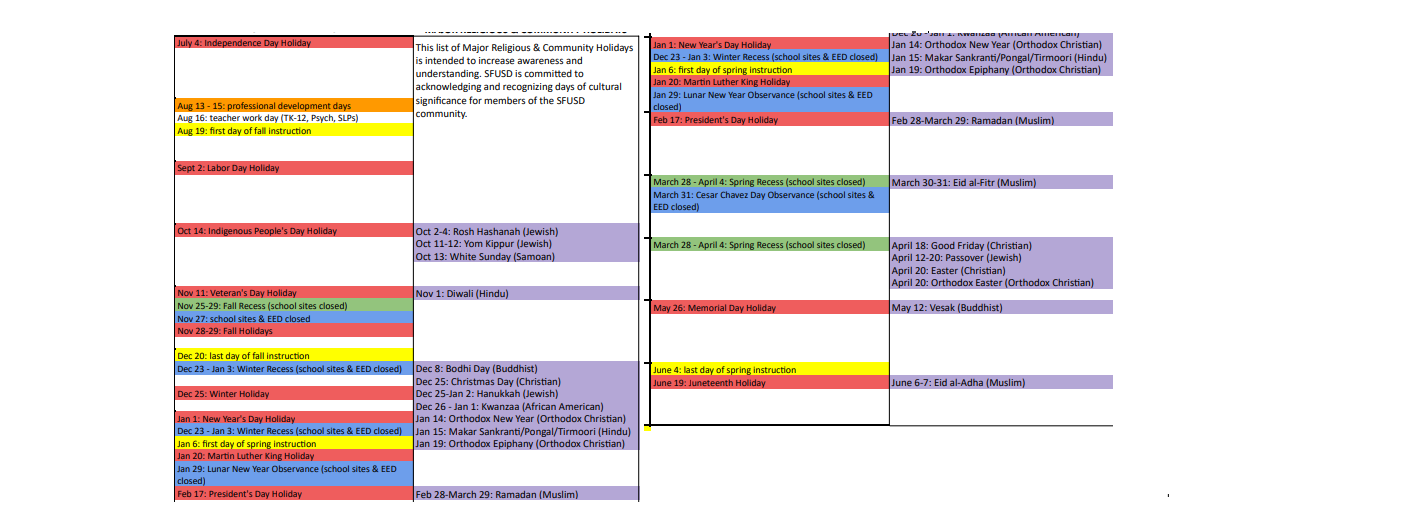 District School Academic Calendar Key for Yick Wo Elementary