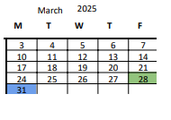 District School Academic Calendar for Tenderloin Community for March 2025