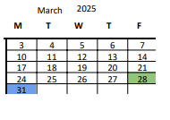 District School Academic Calendar for James Denman Middle for March 2025