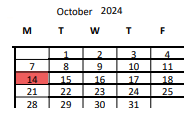District School Academic Calendar for Tenderloin Community for October 2024