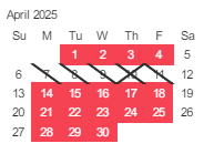 District School Academic Calendar for Muir (john) Middle for April 2025