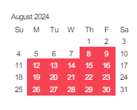 District School Academic Calendar for Booksin Elementary for August 2024