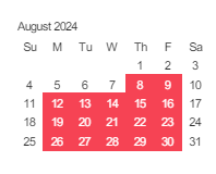 District School Academic Calendar for Hoover (herbert) Middle for August 2024