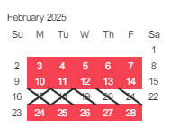 District School Academic Calendar for Washington Elementary for February 2025