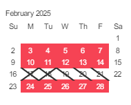 District School Academic Calendar for Harte (bret) Middle for February 2025