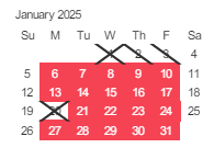 District School Academic Calendar for Harte (bret) Middle for January 2025