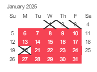 District School Academic Calendar for Willow Glen Middle for January 2025