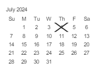 District School Academic Calendar for Schallenberger Elementary for July 2024