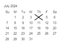 District School Academic Calendar for Hammer Elementary for July 2024