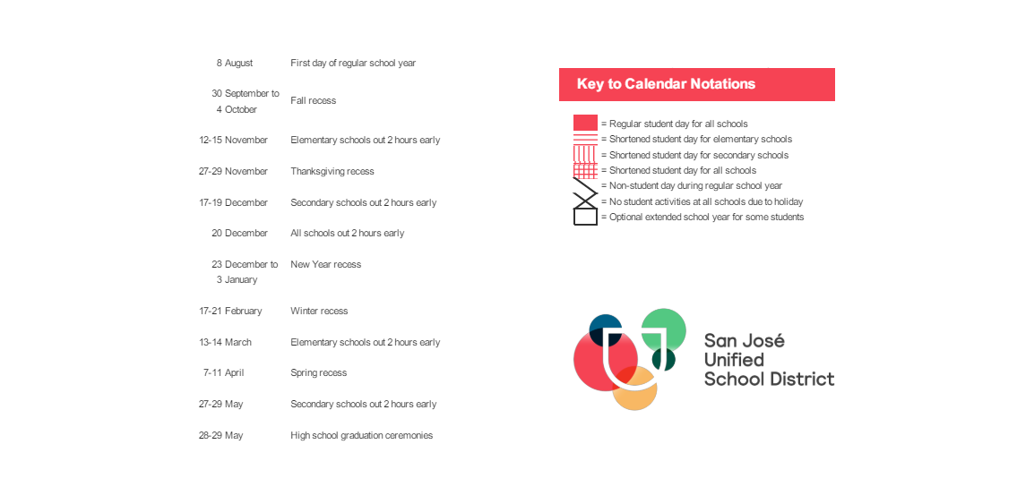 District School Academic Calendar Key for San Jose Community Middle