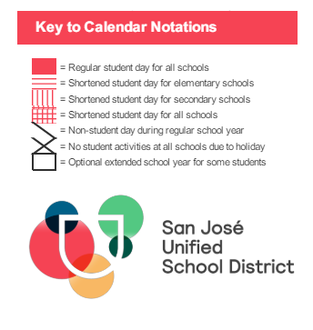 District School Academic Calendar Legend for San Jose Community High