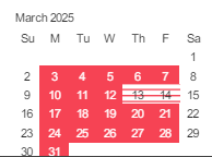 District School Academic Calendar for Leland Plus (CONT.) for March 2025