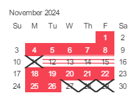 District School Academic Calendar for Olinder (selma) Elementary for November 2024