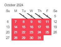 District School Academic Calendar for Bachrodt (walter L.) Elementar for October 2024