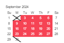 District School Academic Calendar for Willow Glen Plus (CONT.) for September 2024