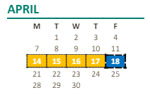 District School Academic Calendar for Holst (john) Elementary for April 2025