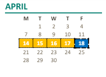 District School Academic Calendar for Mitchell (billy) Elementary for April 2025