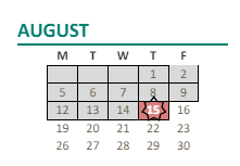 District School Academic Calendar for Churchill (winston) Middle for August 2024