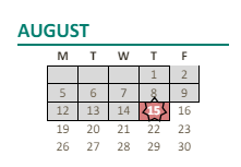 District School Academic Calendar for Mitchell (billy) Elementary for August 2024