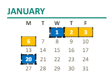 District School Academic Calendar for Woodside Elementary for January 2025