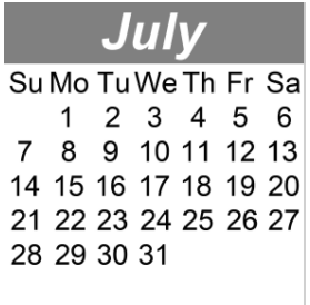 District School Academic Calendar for Cottage Elementary for July 2024