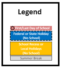 District School Academic Calendar Legend for Kingswood Elementary